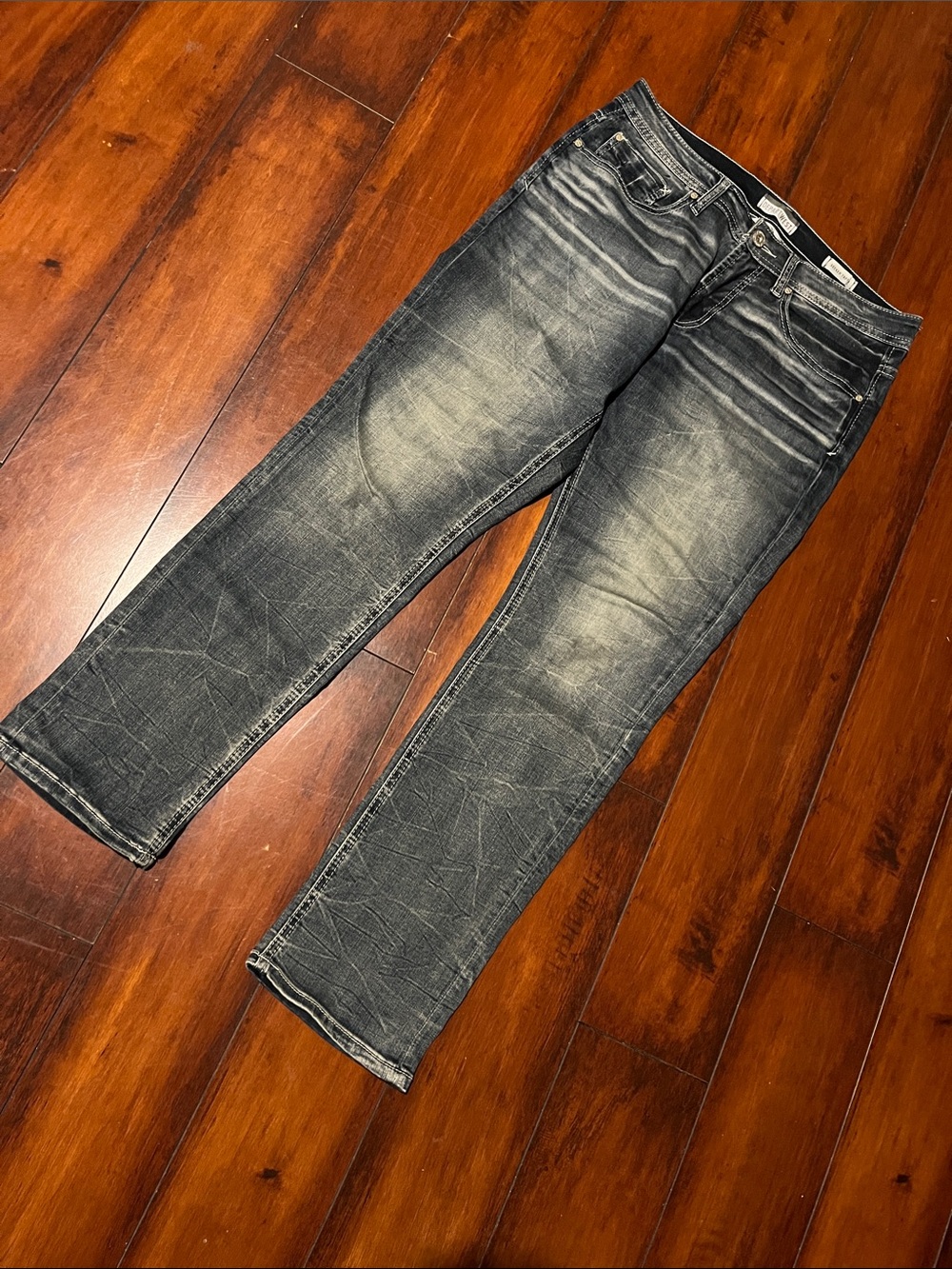 Straight Fit Men's Washed Black Jeans